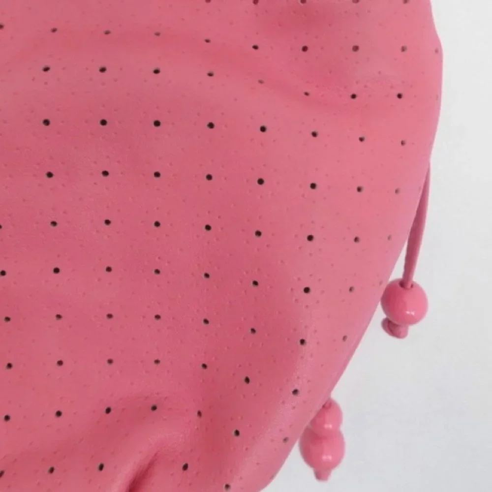 NWT Furla Shoulder bag Salmon pink Straps Bucket Perforated leather Italy Pouch